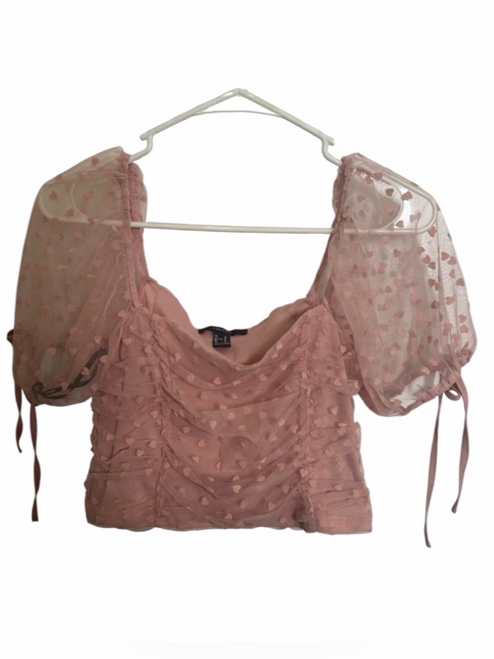 Women’s ruffled heart crop top, medium